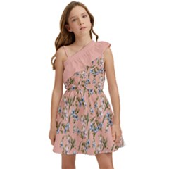 Flower Peach Blossom Kids  One Shoulder Party Dress