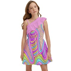 Psychedelic Wave Kids  One Shoulder Party Dress