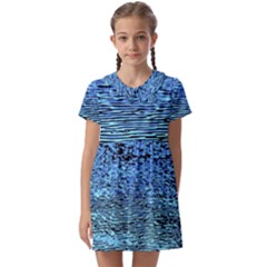 Blue Waves Flow Series 2 Kids  Asymmetric Collar Dress by DimitriosArt