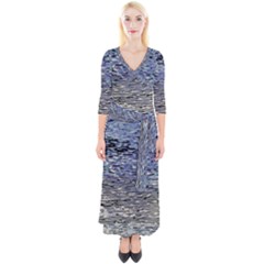 Silver Waves Flow Series 1 Quarter Sleeve Wrap Maxi Dress by DimitriosArt