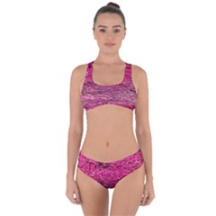 Pink  Waves Flow Series 1 Criss Cross Bikini Set by DimitriosArt