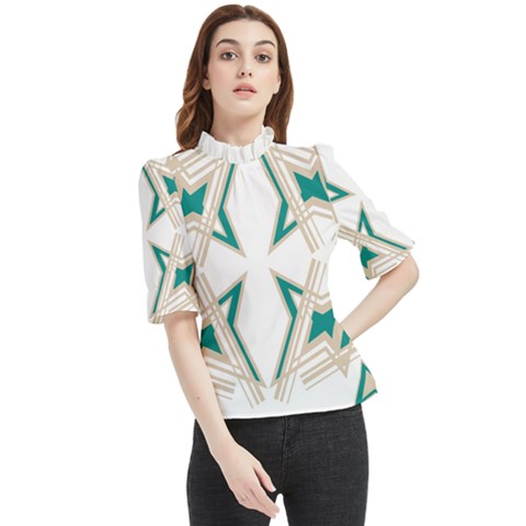 Abstract Pattern Geometric Backgrounds   Frill Neck Blouse by Eskimos