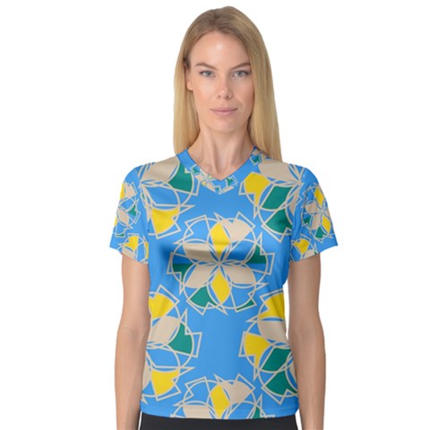 Abstract Pattern Geometric Backgrounds   V-neck Sport Mesh Tee by Eskimos