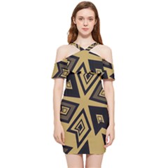 Abstract Pattern Geometric Backgrounds   Shoulder Frill Bodycon Summer Dress by Eskimos