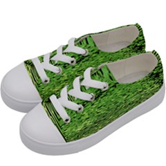 Green Waves Flow Series 2 Kids  Low Top Canvas Sneakers by DimitriosArt