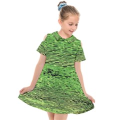Green Waves Flow Series 2 Kids  Short Sleeve Shirt Dress by DimitriosArt