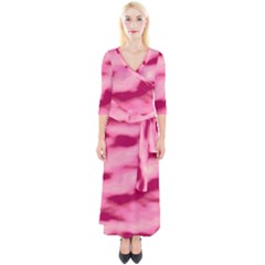 Pink  Waves Flow Series 4 Quarter Sleeve Wrap Maxi Dress by DimitriosArt