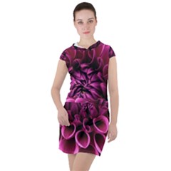 Dahlia-flower-purple-dahlia-petals Drawstring Hooded Dress by Sapixe