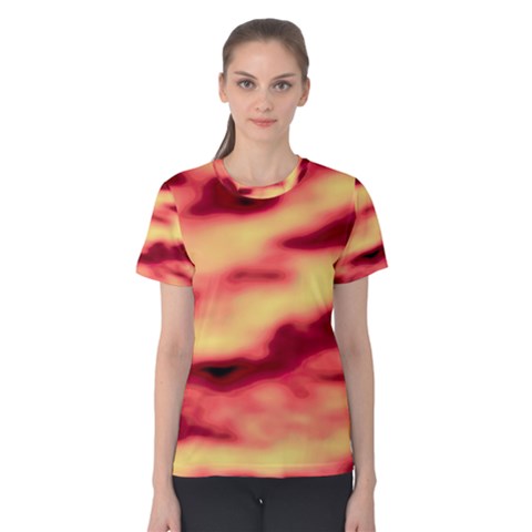 Red Waves Flow Series 3 Women s Cotton Tee by DimitriosArt