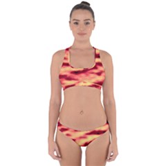 Red Waves Flow Series 3 Cross Back Hipster Bikini Set by DimitriosArt