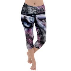 Watercolor Girl Lightweight Velour Capri Yoga Leggings by MRNStudios