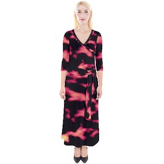 Red Waves Flow Series 5 Quarter Sleeve Wrap Maxi Dress by DimitriosArt