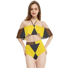 Abstract Pattern Geometric Backgrounds   Halter Flowy Bikini Set  by Eskimos
