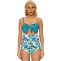 Autumn mushrooms blue Knot Front One-Piece Swimsuit View1