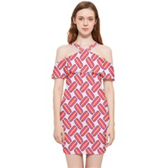 Abstract Cookies Shoulder Frill Bodycon Summer Dress by SychEva