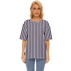 Minimalistic Black And White Stripes, Vertical Lines Pattern Oversized Basic Tee by Casemiro