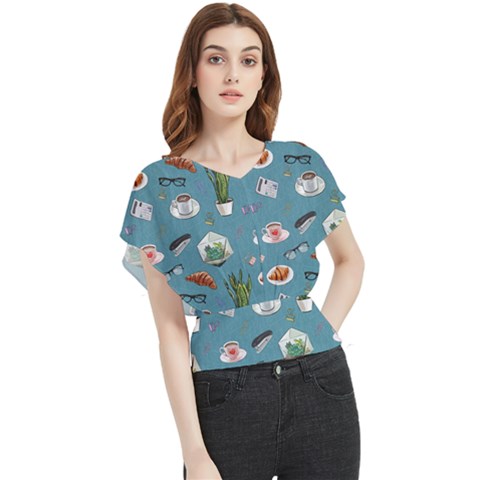 Fashionable Office Supplies Butterfly Chiffon Blouse by SychEva