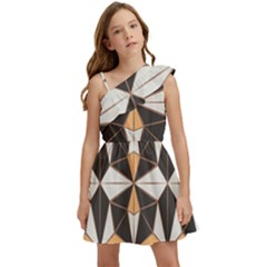 Abstract Pattern Geometric Backgrounds   Kids  One Shoulder Party Dress by Eskimos