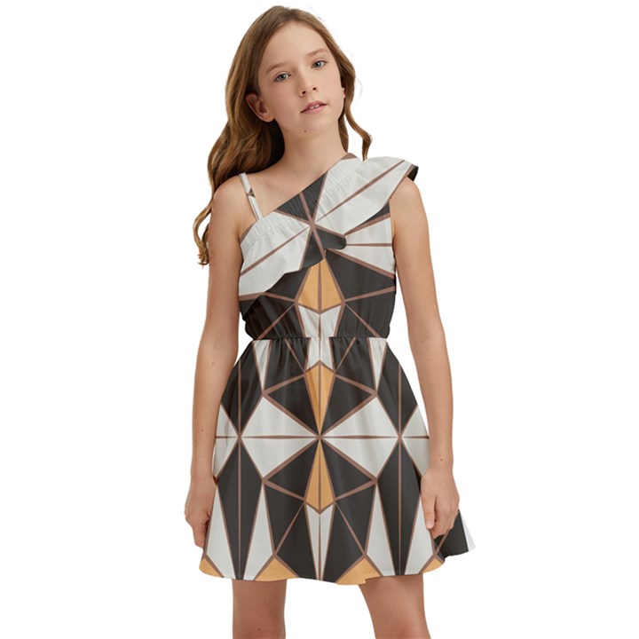Abstract pattern geometric backgrounds   Kids  One Shoulder Party Dress
