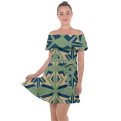 Abstract Pattern Geometric Backgrounds   Off Shoulder Velour Dress by Eskimos