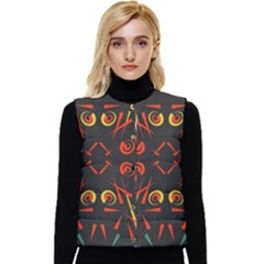 Abstract Pattern Geometric Backgrounds   Women s Short Button Up Puffer Vest by Eskimos