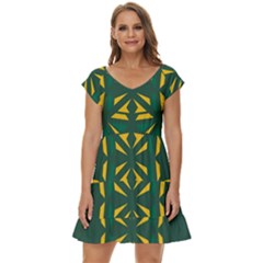 Abstract Pattern Geometric Backgrounds   Short Sleeve Tiered Mini Dress by Eskimos