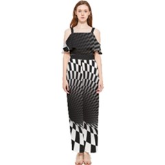 3d Optical Illusion, Dark Hole, Funny Effect Draped Sleeveless Chiffon Jumpsuit by Casemiro