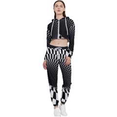 3d Optical Illusion, Dark Hole, Funny Effect Cropped Zip Up Lounge Set by Casemiro