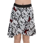 Demonic Skulls pattern, spooky horror, Halloween theme Chiffon Wrap Front Skirt