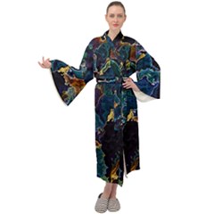 Oil Slick Maxi Velour Kimono by MRNStudios