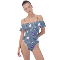 Office Works Frill Detail One Piece Swimsuit by SychEva