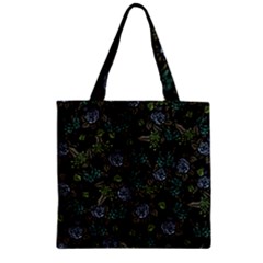 Moody Flora Zipper Grocery Tote Bag