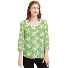 Weed Pattern Chiffon Quarter Sleeve Blouse by Valentinaart