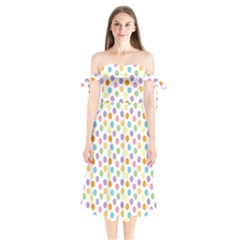Dot Pattern Shoulder Tie Bardot Midi Dress by Valentinaart