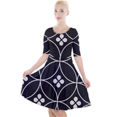 Black And White Pattern Quarter Sleeve A-line Dress by Valentinaart