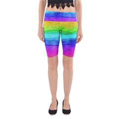 Watercolor Rainbow Yoga Cropped Leggings by Valentinaart