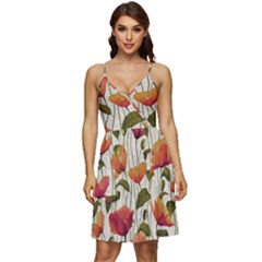 Floral Pattern V-neck Pocket Summer Dress  by Valentinaart