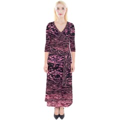 Pink  Waves Flow Series 11 Quarter Sleeve Wrap Maxi Dress by DimitriosArt