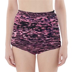 Pink  Waves Flow Series 11 High-waisted Bikini Bottoms by DimitriosArt