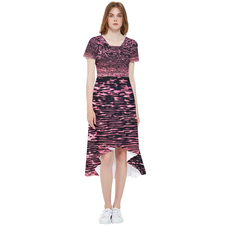 Pink  waves flow series 11 High Low Boho Dress