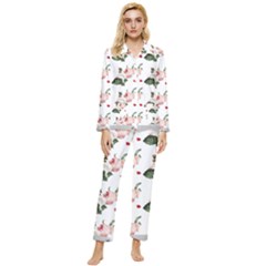 Love Spring Floral Womens  Long Sleeve Velvet Pocket Pajamas Set by Janetaudreywilson
