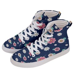 Flowers Pattern Men s Hi-top Skate Sneakers by Sparkle