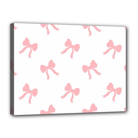 Pink Bow Pattern Canvas 16  X 12  (stretched) by Littlebird