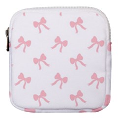 Pink Bow Cute Pattern Mini Square Pouch by Littlebird