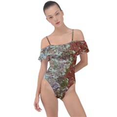 Colorful Abstract Texture Frill Detail One Piece Swimsuit by dflcprintsclothing