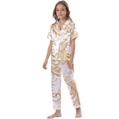 Flowers Shading Pattern Kids  Satin Short Sleeve Pajamas Set by fashionpod