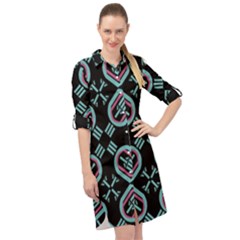 Abstract Pattern Geometric Backgrounds   Long Sleeve Mini Shirt Dress by Eskimos
