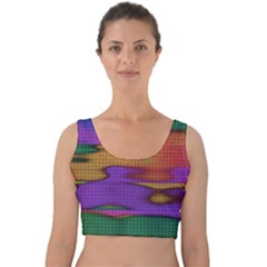 Puzzle Landscape In Beautiful Jigsaw Colors Velvet Crop Top by pepitasart