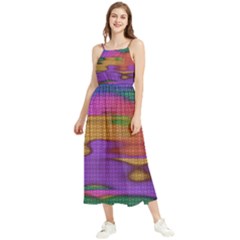 Puzzle Landscape In Beautiful Jigsaw Colors Boho Sleeveless Summer Dress by pepitasart