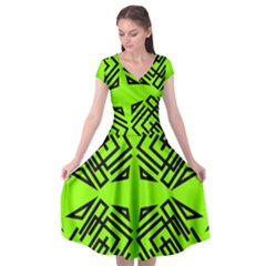 Abstract Pattern Geometric Backgrounds   Cap Sleeve Wrap Front Dress by Eskimos